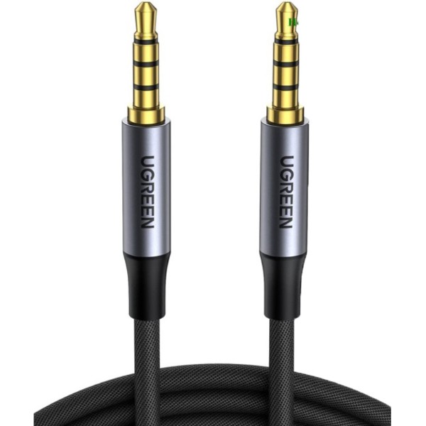 Фото - Кабель 3.5 мм - 3.5 мм UGREEN AV183 3.5mm to 3.5mm 4-Pole M/M Audio Cable Alu Case 3m Gray (20785)